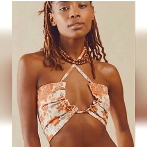 FREE PEOPLE Summer Of Love Floral Convertible BandeauTop In Natural/un.Sz S NWT